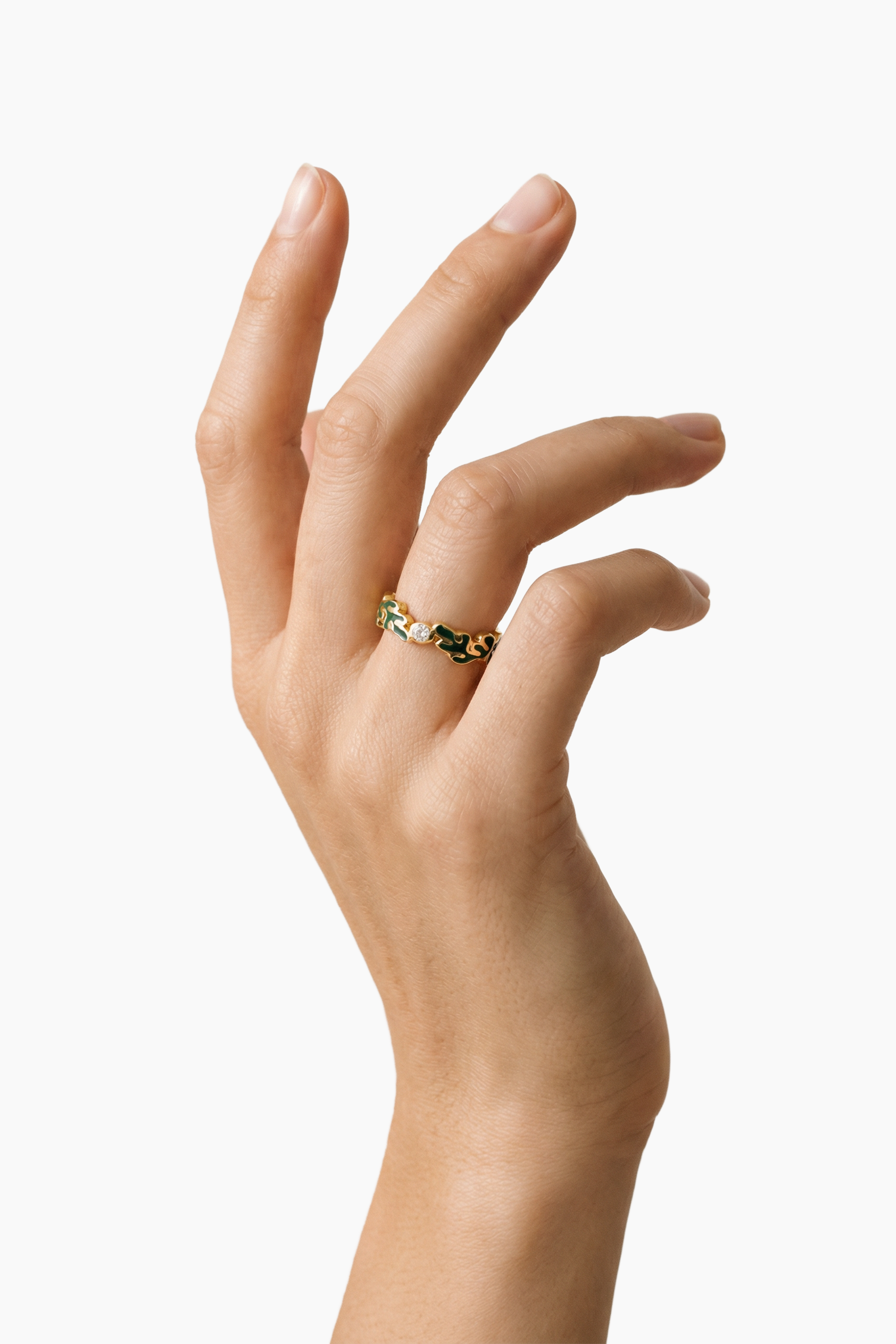Ondara Classic Ring — Verde Enamel