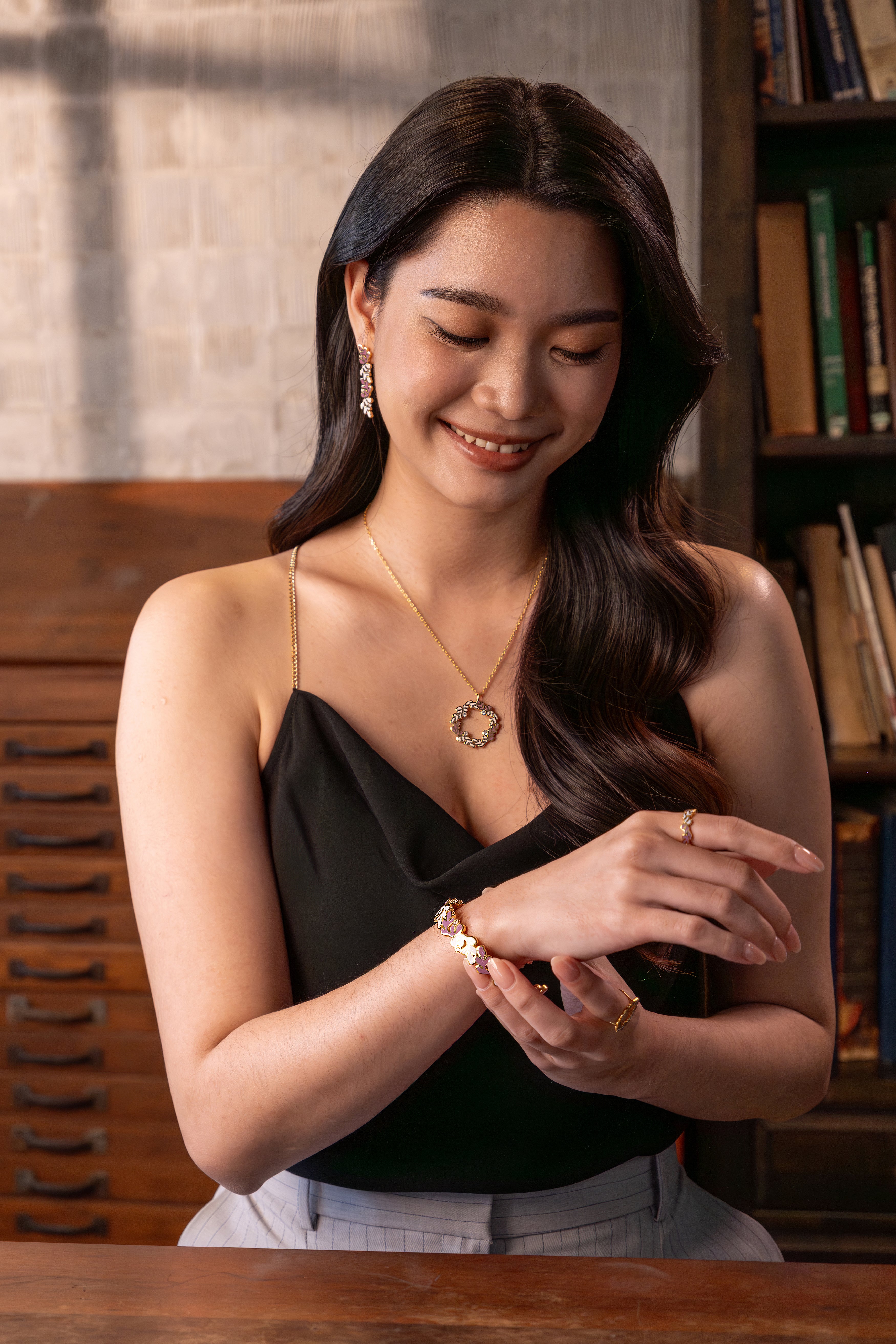 Ondara Drop Earring — Rose Enamel